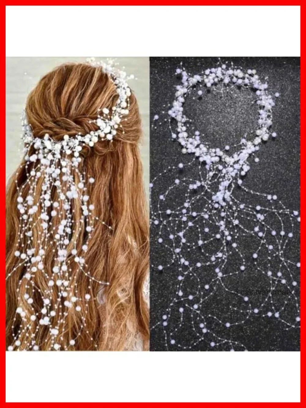 Pearl Bride Wedding Headband Hair Accessory with Tassel